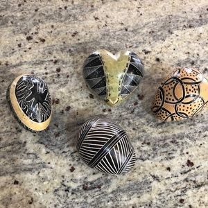 4 Hand carved and etched Stones